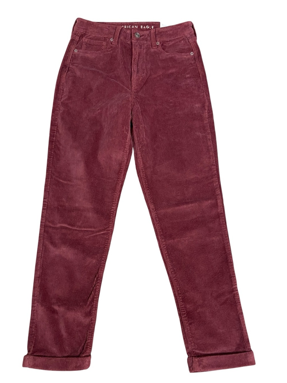 American Eagle Outfitters Women's Corduroy Super Stretch Mom Jeans Rolled Hem